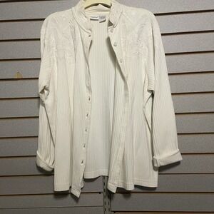 Vintage Together Floral Abstract Blouse‎ Shirt Size L 100% Cotton